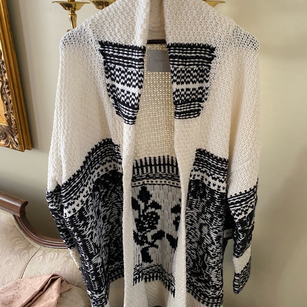 Lucky Brand Cardigan/ Coatigan Size Large, Oversized Fit -New